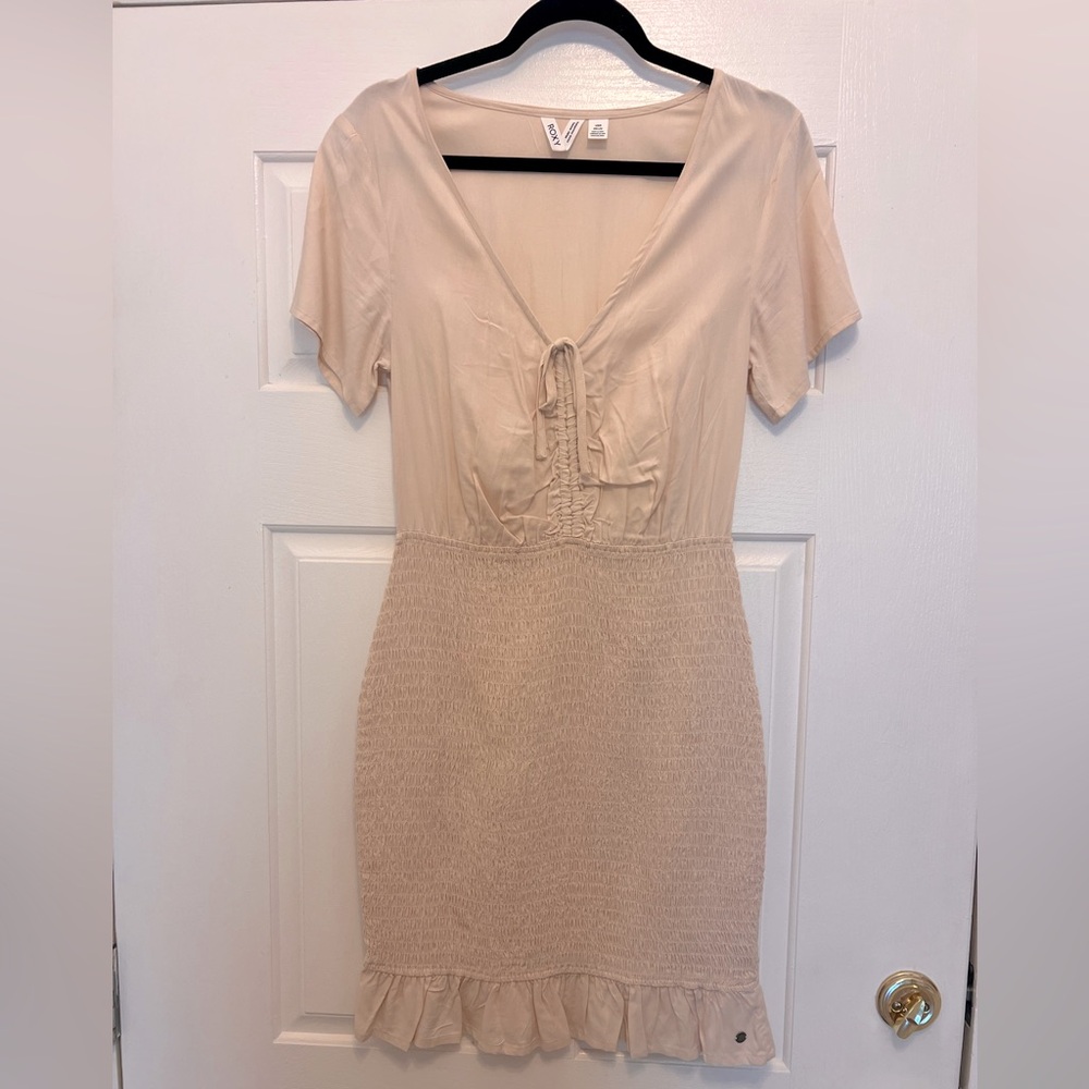 Fun ROXY Beige Short Sleeve Dress